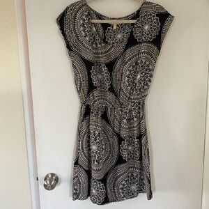 Banana Republic Boho Dress Black and White Mandala Mini Dress Small